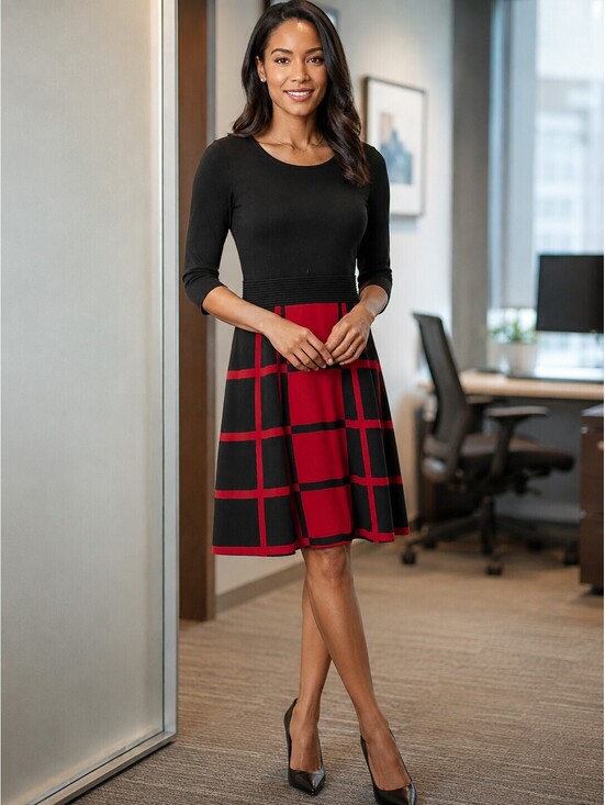 Danny & Nicole Dresses & Skirts - Danny & Nicole | S | Black Red Colorblock Three Quarter Sleeve Dress